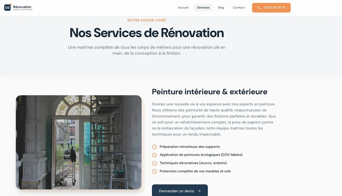 Page services : peinture intérieure et extérieure