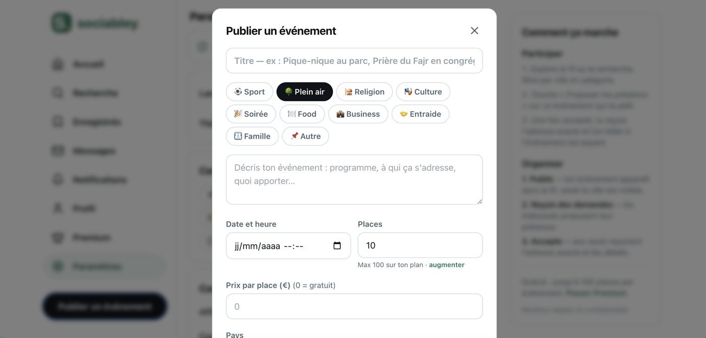 Publication d’un événement : catégories, places, billetterie