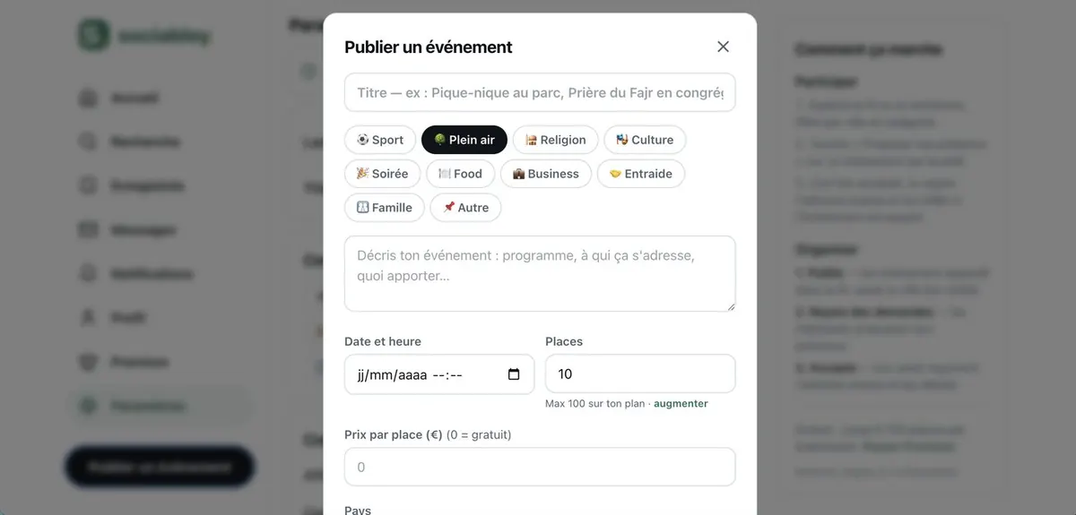 Publication d’un événement : catégories, places, billetterie