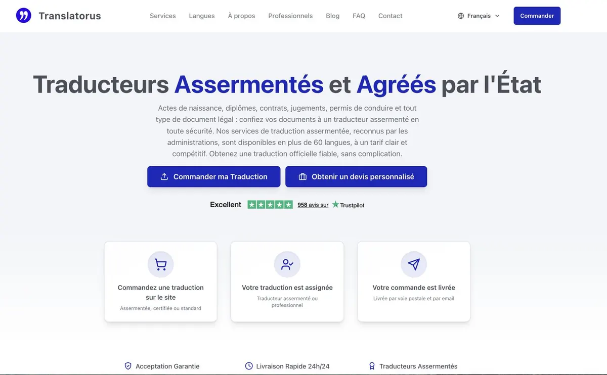 Tableau de bord Translatorus : commandes et chiffre d'affaires en temps réel